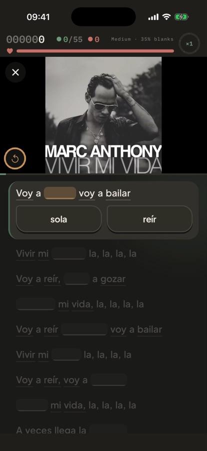 MusicDen lyrics game with a missing word