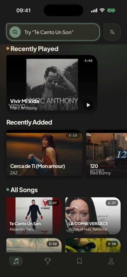 MusicDen song search results